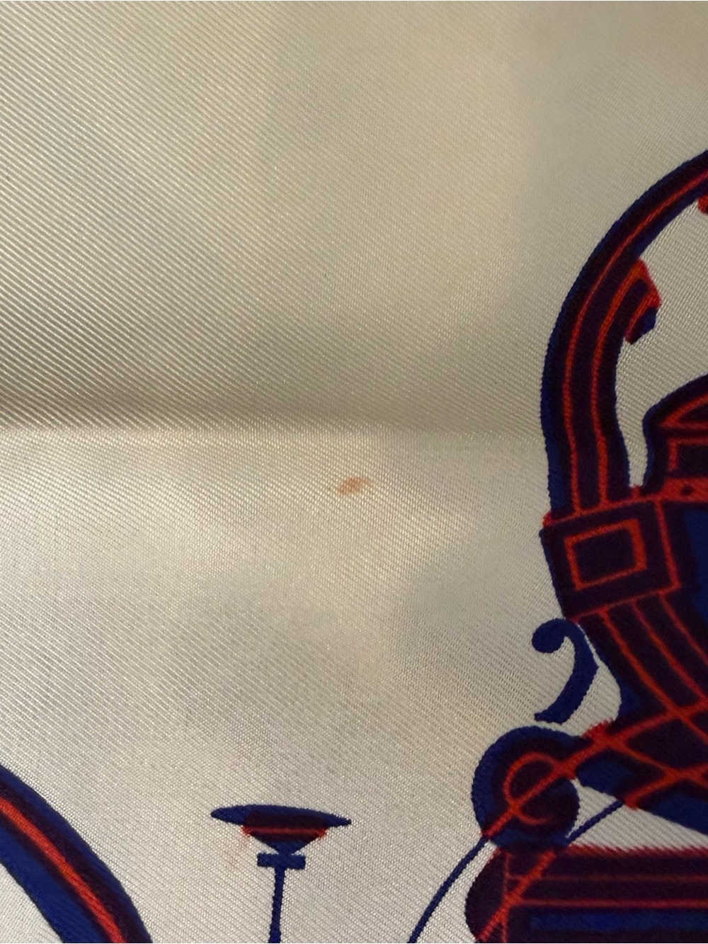 Hermes Red White and Navy Silk Scarf - Picture 5 of 7